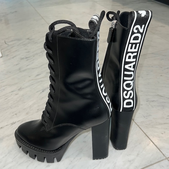 DSQUARED2 combat tape logo lace up platform Boots 37 7 - Picture 2 of 9